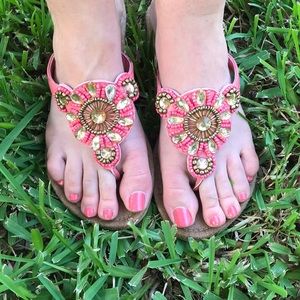 Heeled Beaded Sandals